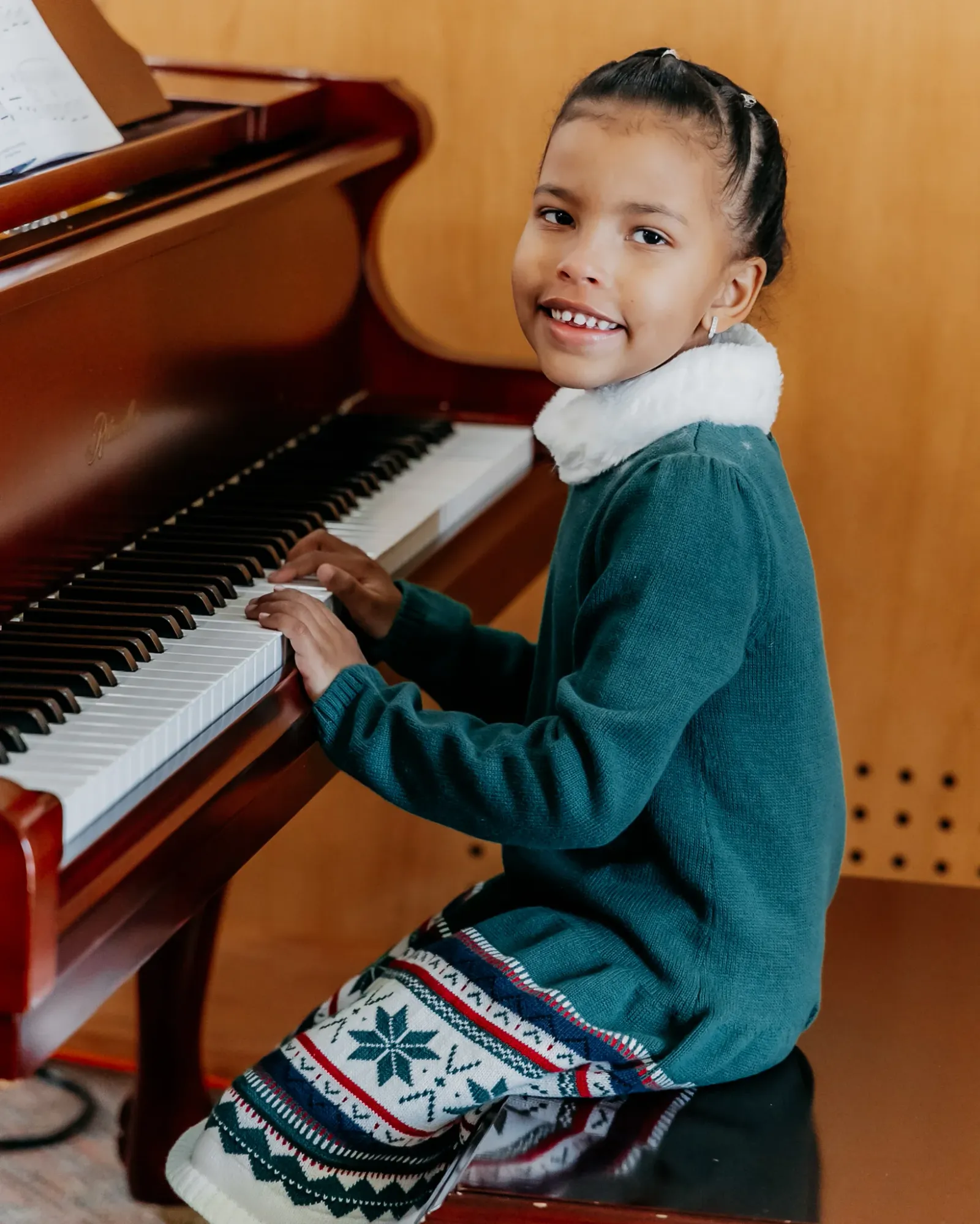 A student during a piano lesson